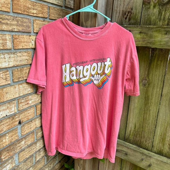 Comfort Colors Pink Short Sleeve Tee Retro Hangout - Picture 1 of 3